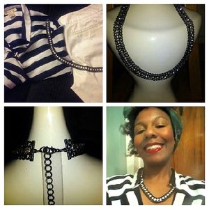 Black And White Striped "Diamond in the Rough"💎Choker Necklace